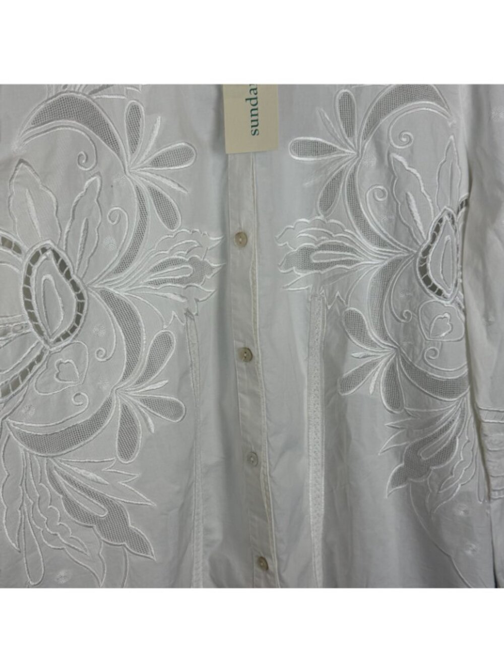 Sundance Monterey White Button Down Blouse Womens Size Small NWT - Picture 6 of 12